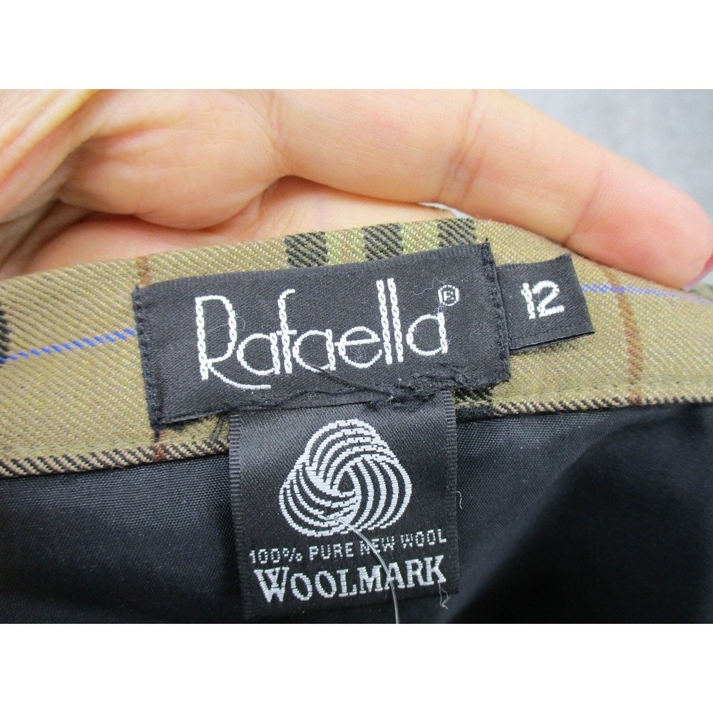 Vintage Rafaella Skirt Women 12 Plaid Wool Blend Maxi Fringe Straight Pencil Zip - Picture 7 of 8